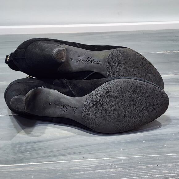 Sam Edelman Mandi Ankle Boots Black Suede Leather Buckle Detail Size 10 - Picture 10 of 10